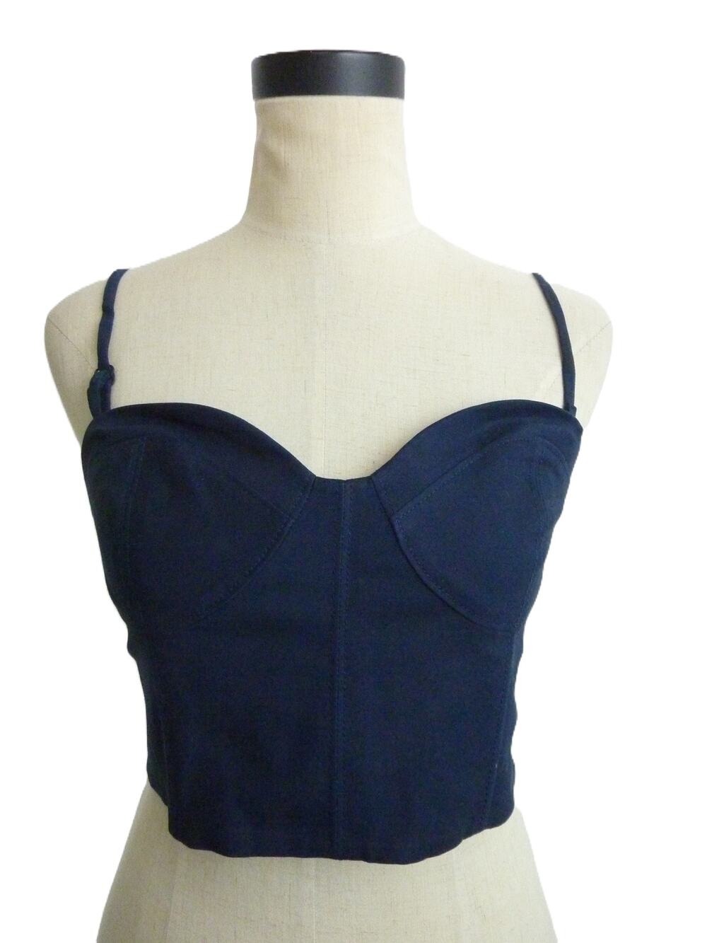 NWT Everlane Blue Strapless Crop Corset Top Structured Cotton Bustier Size 4